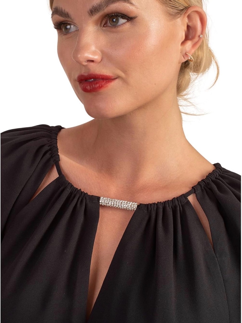 Trina Turk Lyra Black Long-Sleeve Keyhole Shift Dress - Picture 7 of 8